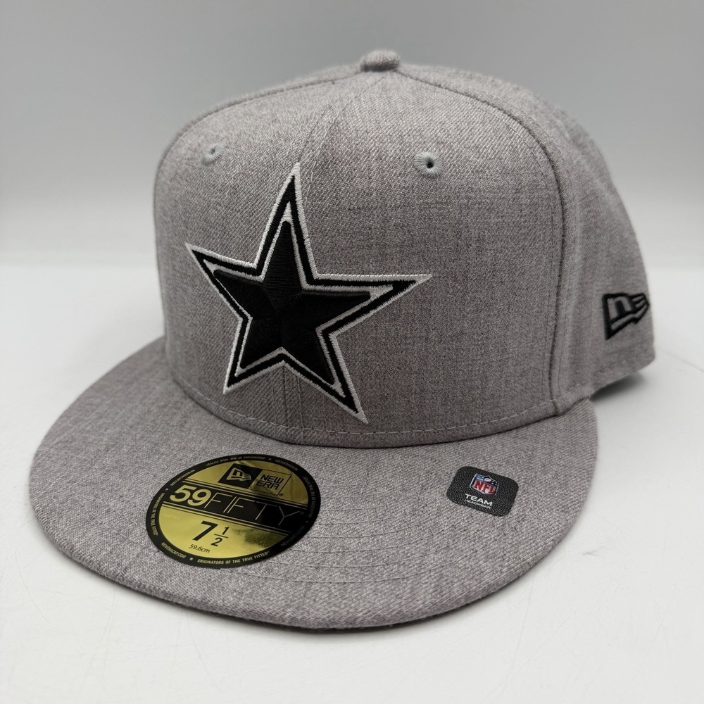 New Era 59Fifty Dallas Cowboys Hat Cap Sz 7 1/2 Heathered Grey Fitted NFL NWT